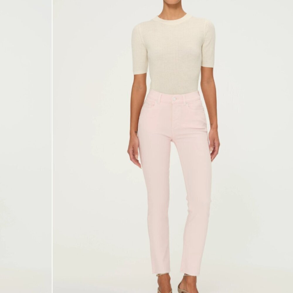 DL1961 Mara Straight Mid Rise Jeans Rose Lychee Size 25